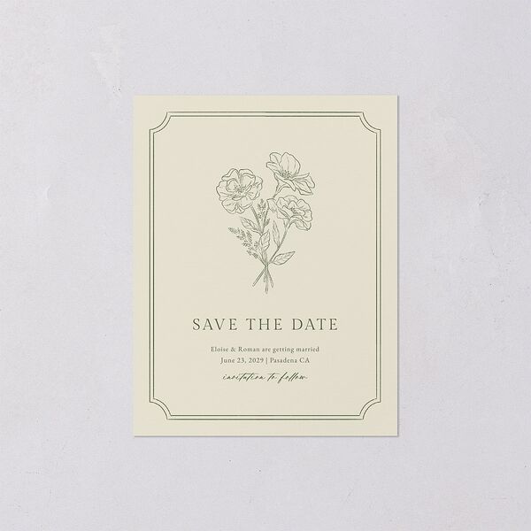 Vintage Botanical Sketch Save the Date Petite Cards Dark Camo Signature smooth Blank No Standard
