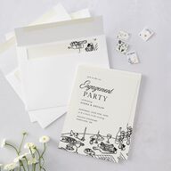 Hand Drawn Tablescape Engagement Party Invitations Ivory Signature Blank Standard