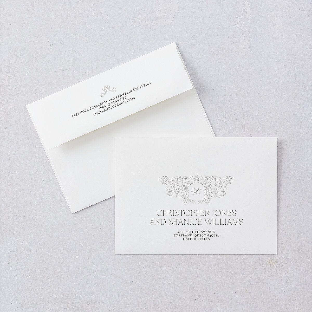 Baroque Border Wedding Invitations Gold Pure White Signature Blank No Standard