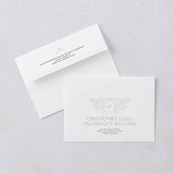 Baroque Border Wedding Invitations Gold Pure White Signature Blank No Standard