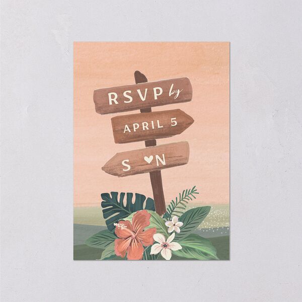Vintage Hawaiian Island Wedding Response Cards Eucalyptus Signature Standard