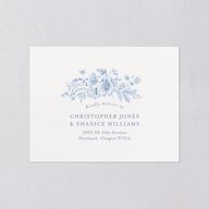 Vintage French Floral Toile All-in-One Wedding Invitations Dusty Blue Signature Light Both Recipient and Return Addresses No