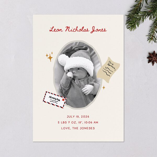 Letters to Santa Baby Announcement Holiday Cards Cotton Signature Blank Portrait Standard