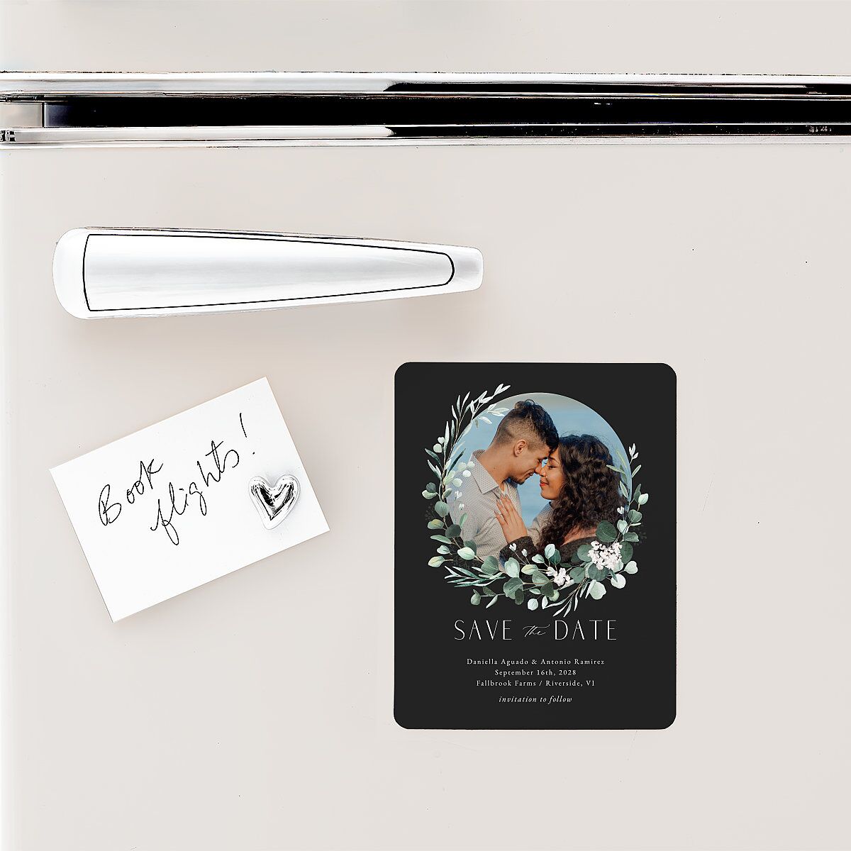 Eucalyptus Hoop Save The Date Magnets Charcoal Magnet Paper