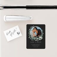 Eucalyptus Hoop Save The Date Magnets Charcoal Magnet Paper