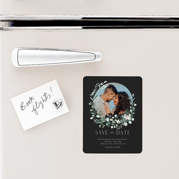 Eucalyptus Hoop Save The Date Magnets Charcoal Magnet Paper