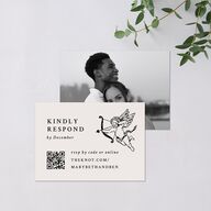 Hand Drawn Vintage Locket QR Code RSVP Cards Linen Signature Standard