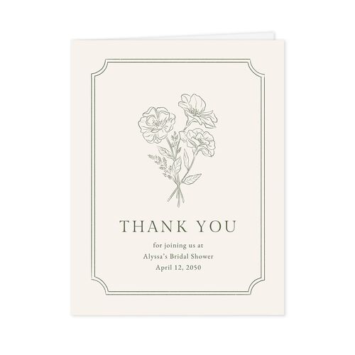 Fresh off the Market Garden Vintage Botanical Sketch Bridal Shower Thank You Cards Dark Camo