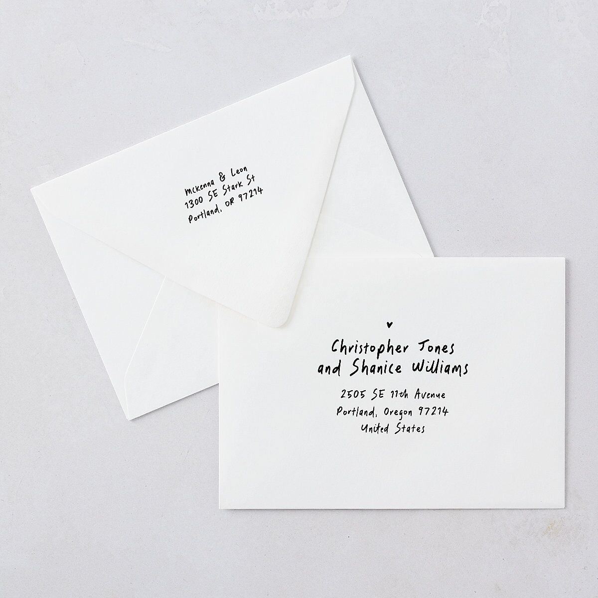 Hand Drawn Photo Strip Save The Date Card Euro Envelopes White Pure White Both Recipient and Return Addresses Luxe Signature