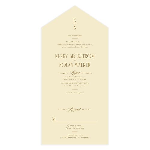 Cosmopolitan All-in-One Wedding Invitations Umber Signature Light Both Recipient and Return Addresses No