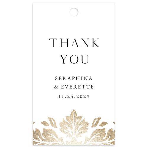 Elegant Damask Favor Gift Tags Gold Pure White Signature