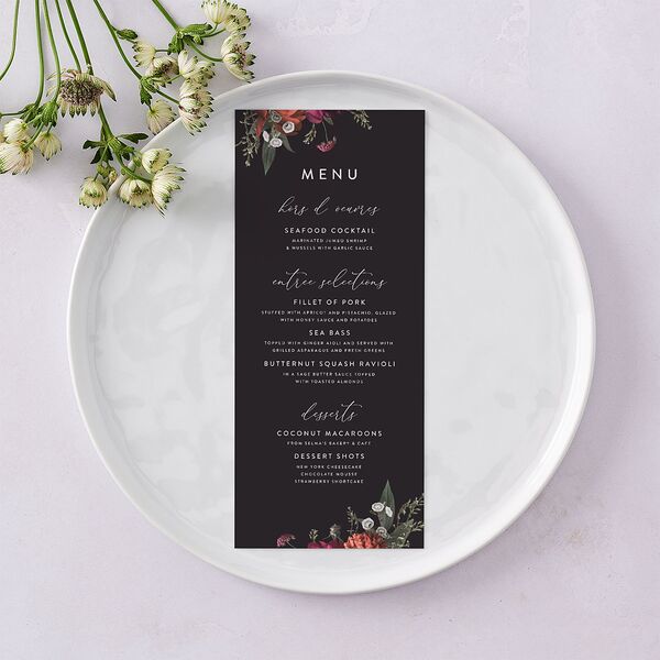 Blooming Botanical Menus Midnight Signature