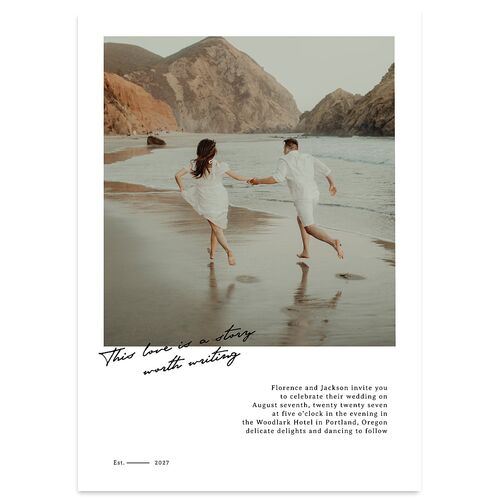 Vintage Film Photo Wedding Invitations Pure White Signature Blank No Standard