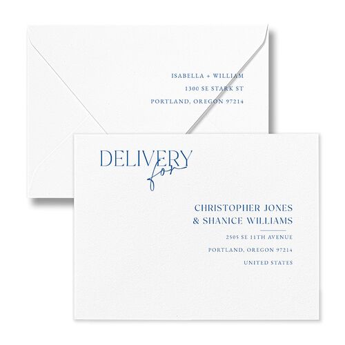 Nothing Fancy Thank You Card Euro Envelopes White French Blue Both Recipient and Return Addresses Luxe Signature