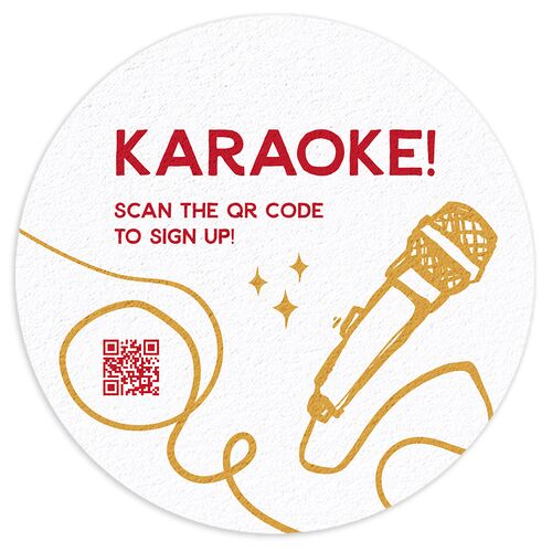 Guest Karaoke QR Code Wedding Day Coasters Tangerine Cardboard Circle