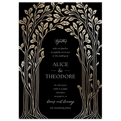 Arboretum Archway Foil Wedding Invitations Gold Licorice Signature Blank No Standard