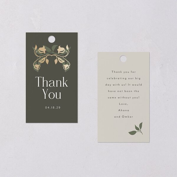 Rustic Nouveau Favor Gift Tags Gold Hunter Green Signature