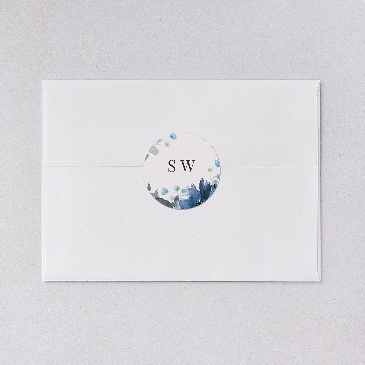 Floral Frame Wedding Stickers Regency Blue Circle