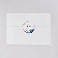 Floral Frame Wedding Stickers Regency Blue Circle
