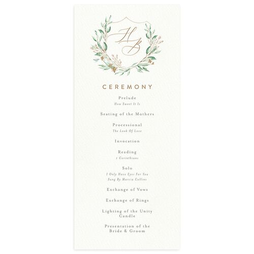 Watercolor Crest Wedding Programs Mocha Signature