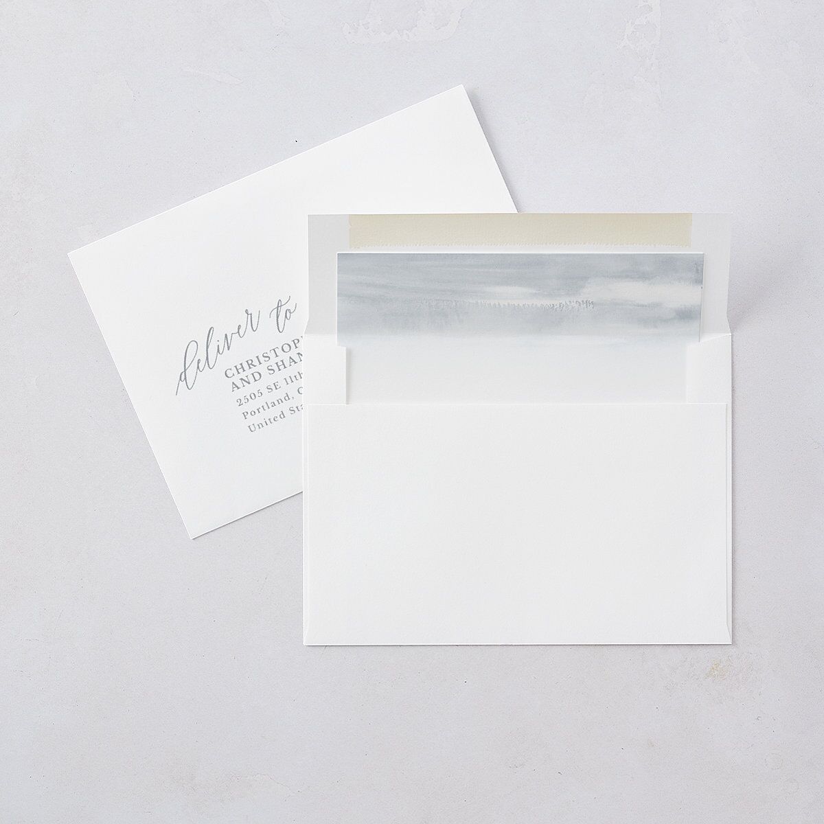 At Last Save The Date Cards Dusty Blue Signature smooth Blank No Standard
