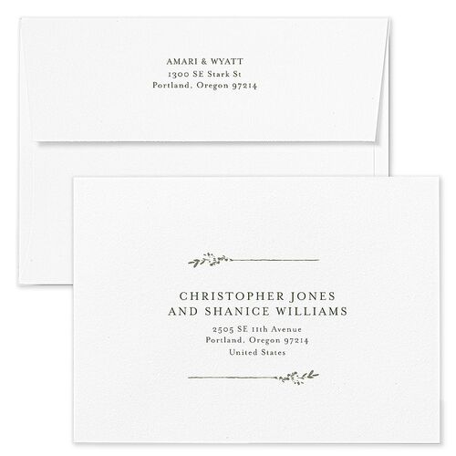Rustic Branch Frame Wedding Invitation Envelopes Kraft Pure White Return Address Standard Signature