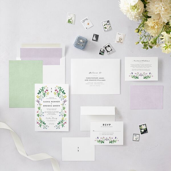 Enchanted Wildflower Wedding Invitations Sheer Lilac Signature Blank No Standard