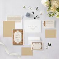 Intricate Vintage Wedding Invitations Tan Signature Blank No Standard