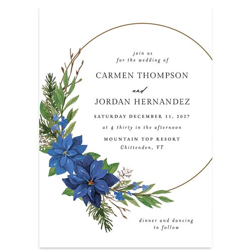 Christmas Poinsettia Wedding Invitations Sapphire Signature Blank No Standard