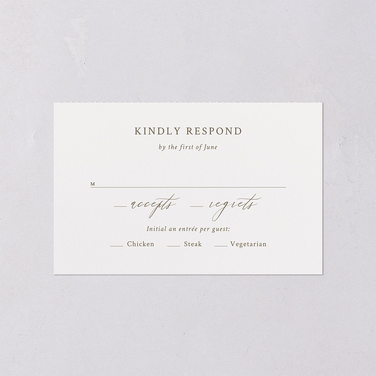 Ethereal Greenery and Gold All-in-One Wedding Invitations Pure White Signature Light Both Recipient and Return Addresses No