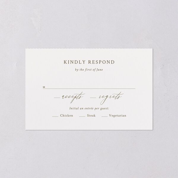 Ethereal Greenery and Gold All-in-One Wedding Invitations Pure White Signature Light Both Recipient and Return Addresses No