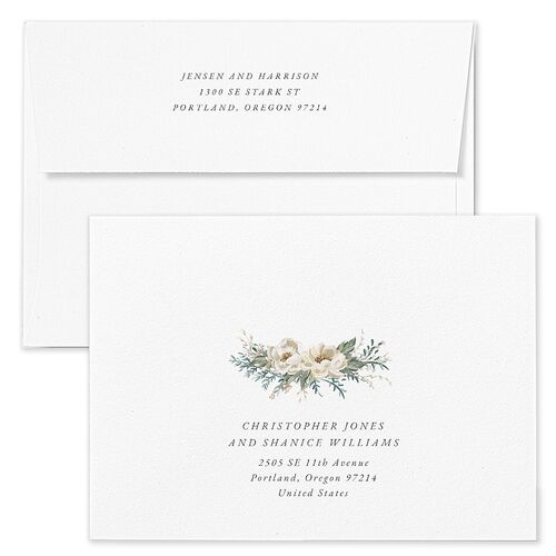 Greenery Laurel Rehearsal Dinner Invitation Envelopes White Deep Lake Return Address Signature Standard
