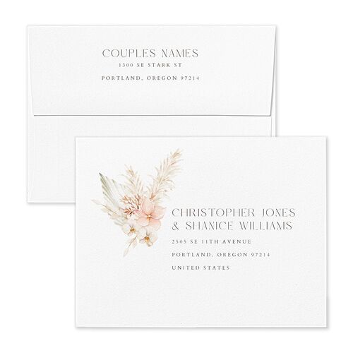 Pampas Floral Thank You Card Envelopes Snow Blue Both Recipient and Return Addresses Signature
