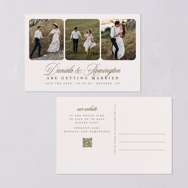 Modern Classic Picture Landscape Save the Date Postcards Olive