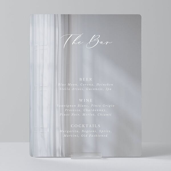 Eucalyptus Frame Mirrored Acrylic Bar Tabletop Sign Small Pure White Mirrored Acrylic S Standard Tabletop Bar