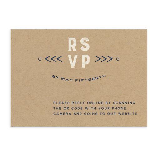 Vintage Mountain QR Code RSVP Cards Dusty Blue Signature Standard