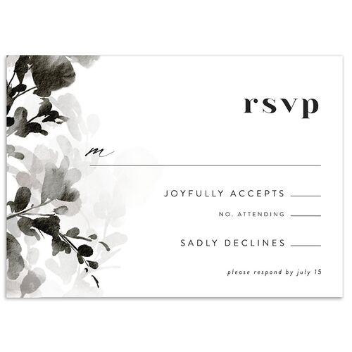 Watercolor Blooms Wedding Response Cards Charcoal Signature Standard