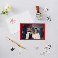 Retro Classic Newlywed Photo Thank You Postcards Scarlet