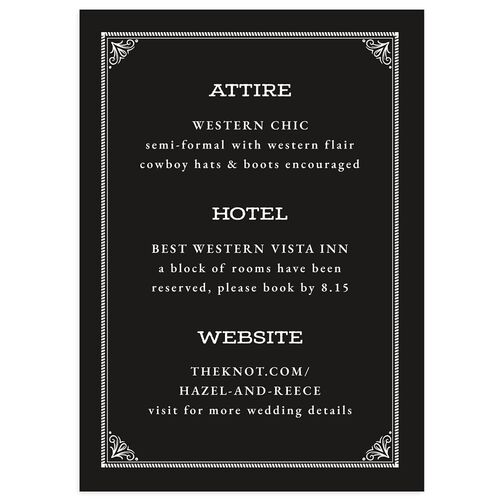 Elegant Western Monogram Wedding Enclosure Cards Licorice Signature Standard