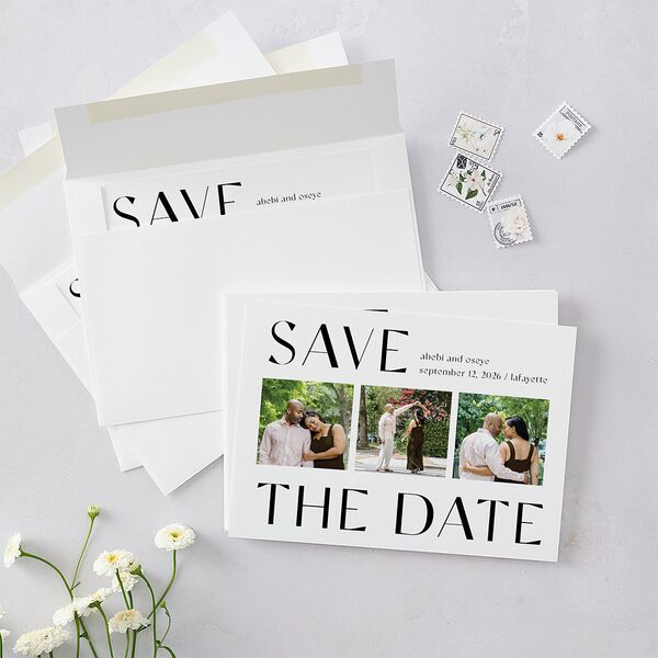 Sahara Pattern Save The Date Cards Deep Bronze Signature smooth Blank No Standard