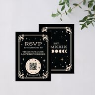 Halloween Tarot Skeletons QR Code RSVP Cards Midnight Signature Standard
