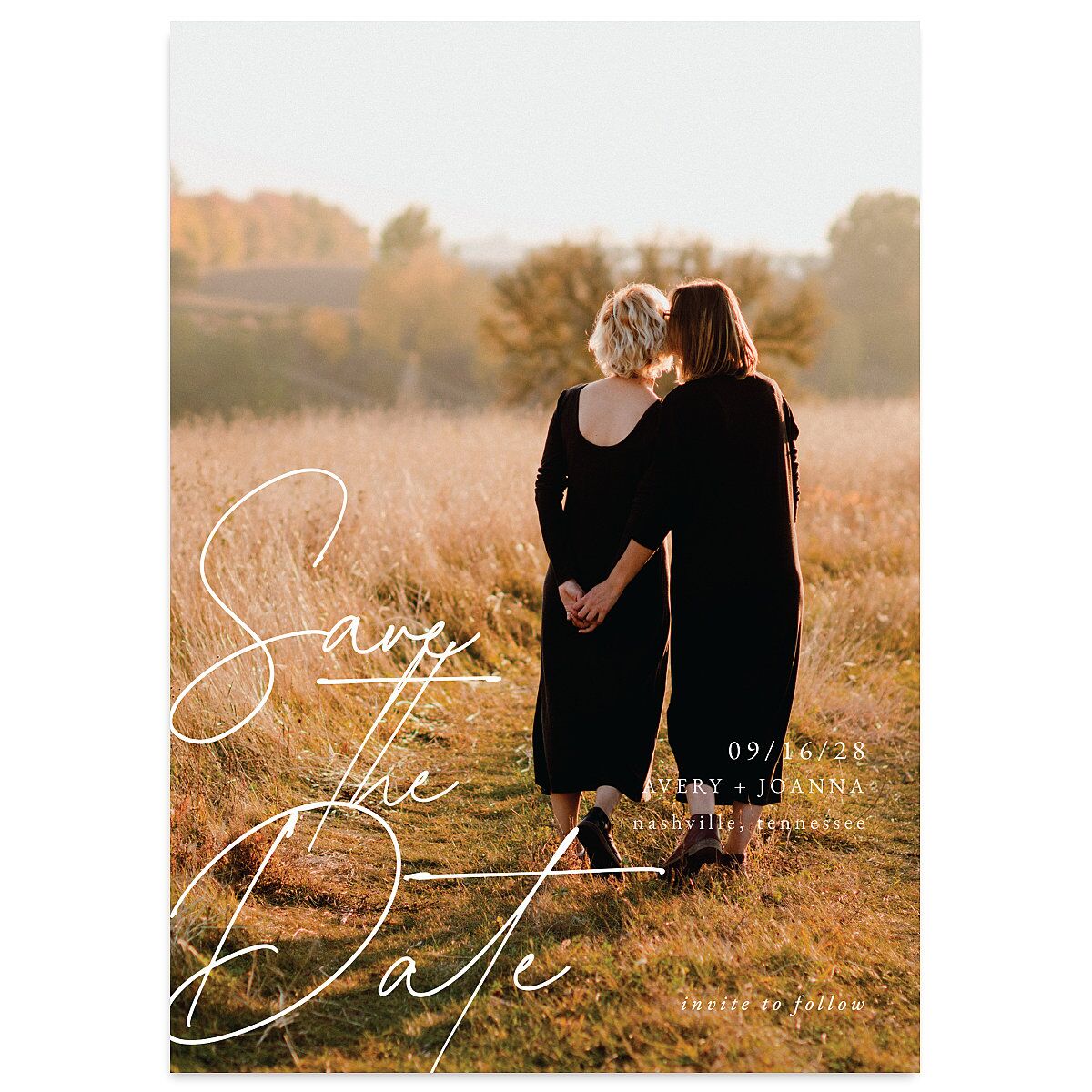 Corner Script Save The Date Cards