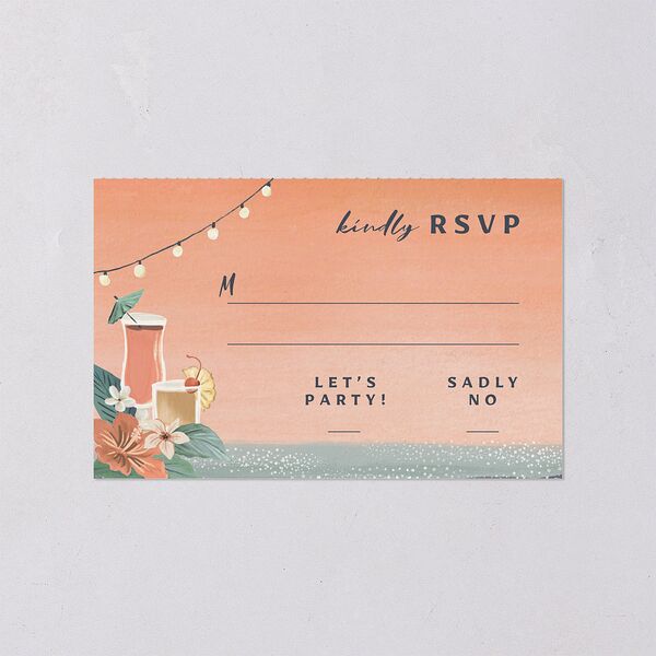 Vintage Hawaiian Island All-in-One Wedding Invitations Rose Gold Signature Light Both Recipient and Return Addresses No