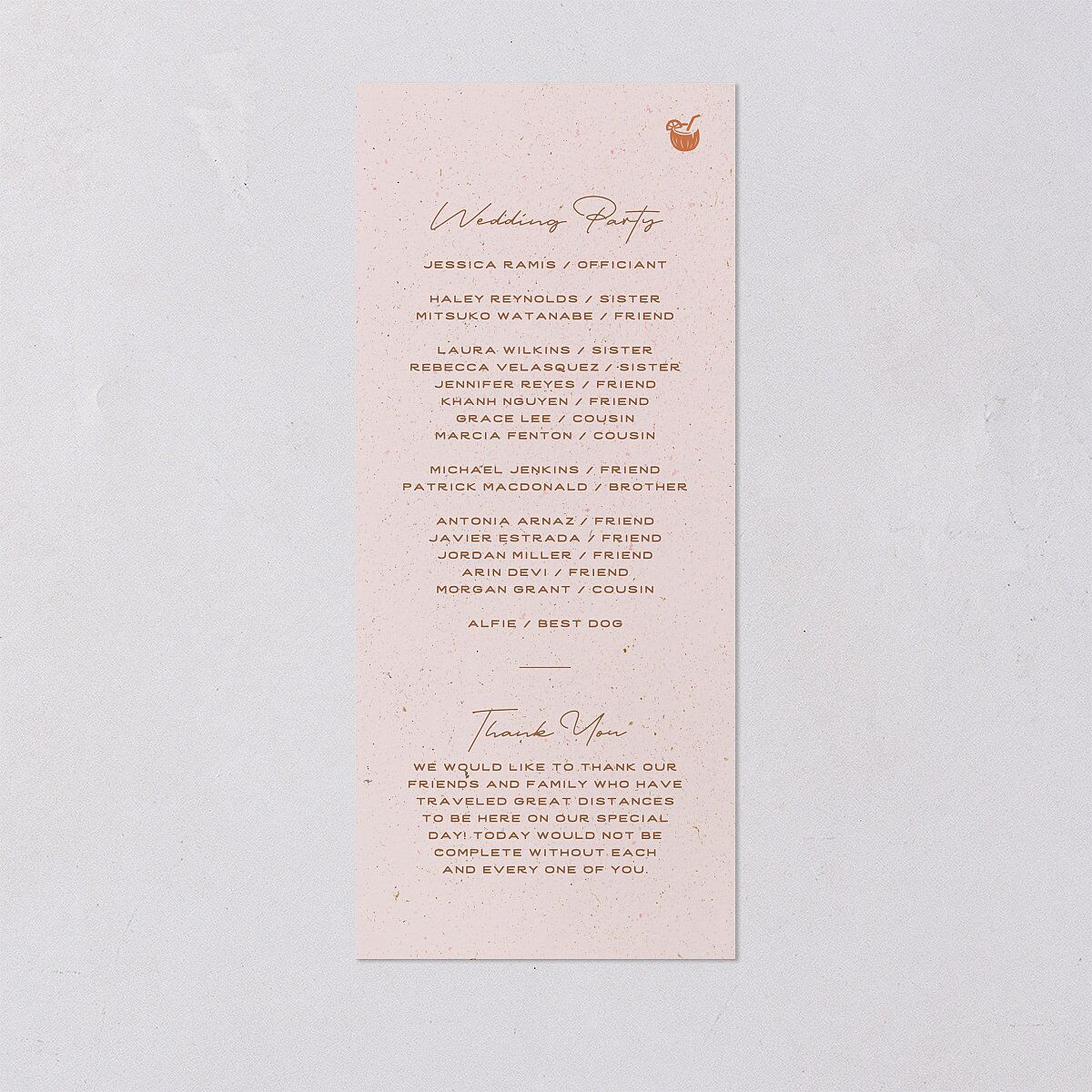 Beach Party Wedding Programs Pink Cotton Signature