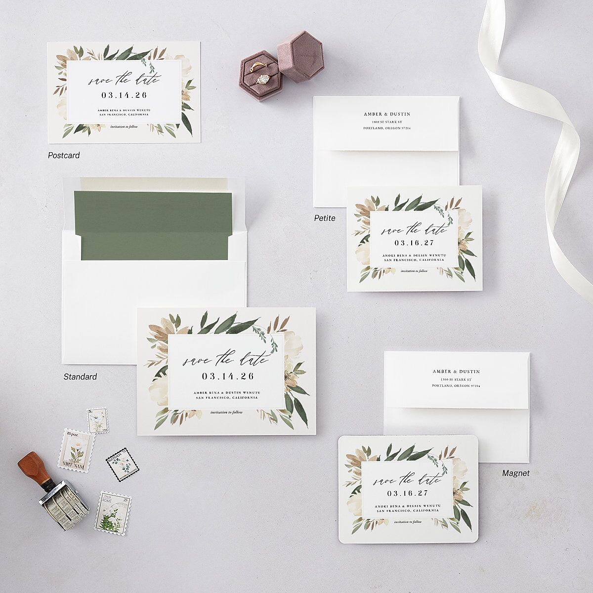 Neutral Greenery Save The Date Magnets Thyme Magnet Paper