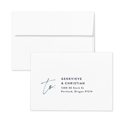 Written Names Response Card Envelopes Navy White Return Address Signature Standard