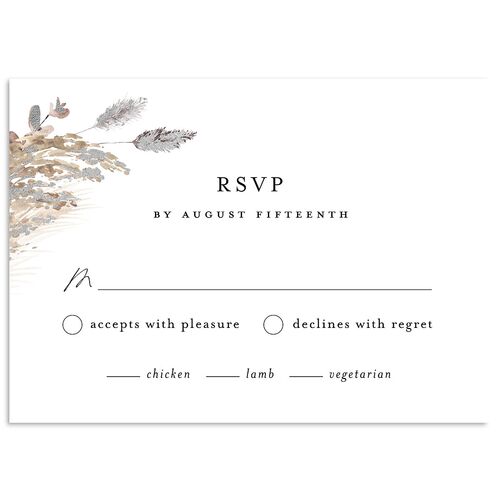 Soft Pampas Foil Wedding Response Cards Silver Midnight Signature Standard