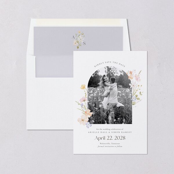 Wildflower Photo Save the Date Cards Lilac Signature smooth Blank No Standard