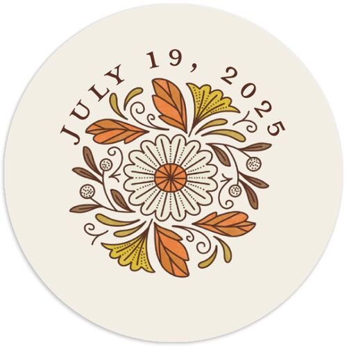 Intricate Vintage Wedding Stickers Tan Circle