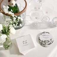 TEST Eucalyptus Frame Bridal Shower Cocktail Napkins Pure White Napkin Uncoined